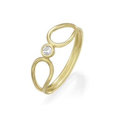 טבעת לנשים מזהב צהוב 14 קראט - אריאל