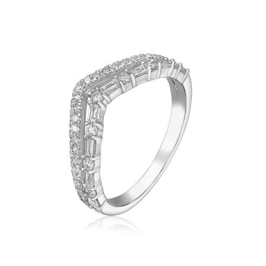 טבעת יהלומים מזהב לבן 14 קראט - קייט