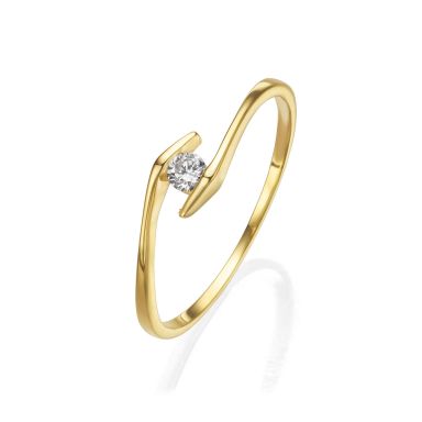 טבעת לנשים מזהב צהוב 14 קראט - טוויסט