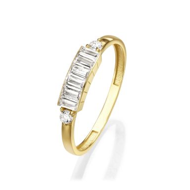 טבעת לנשים מזהב צהוב 14 קראט - רומי