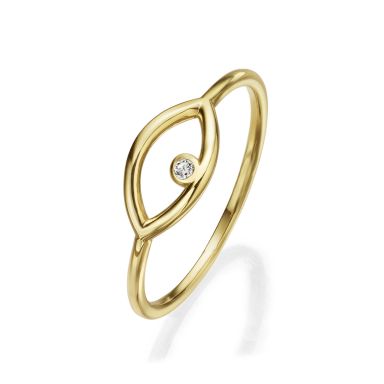 טבעת לנשים מזהב צהוב 14 קראט - עין מנצנצת