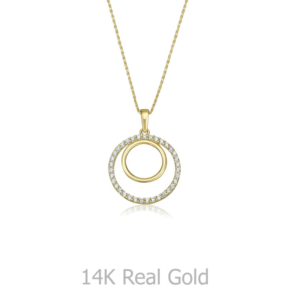 תכשיטי זהב לנשים | תליון ושרשרת מזהב צהוב 14 קראט - מעגלי החיים