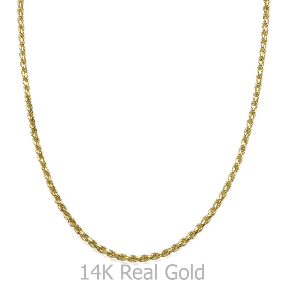 שרשראות זהב | שרשרת חבל זהב צהוב 14 קראט, 1.9 מ