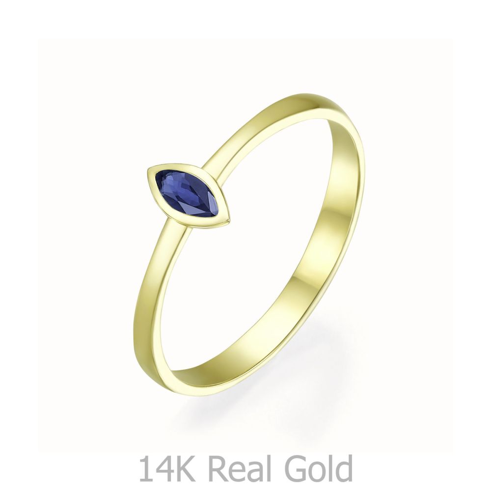 טבעות זהב | טבעת ספיר מזהב צהוב 14 קראט  - ברי