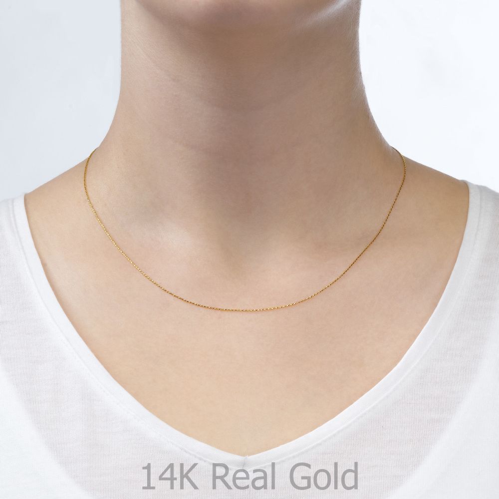 תכשיטי זהב לנשים | תליון ושרשרת מזהב צהוב 14 קראט - לב טיפה