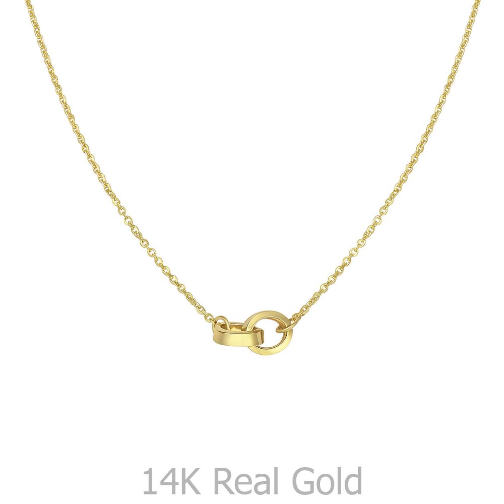 תליוני זהב | תליון ושרשרת מזהב צהוב 14 קראט - שתי חוליות