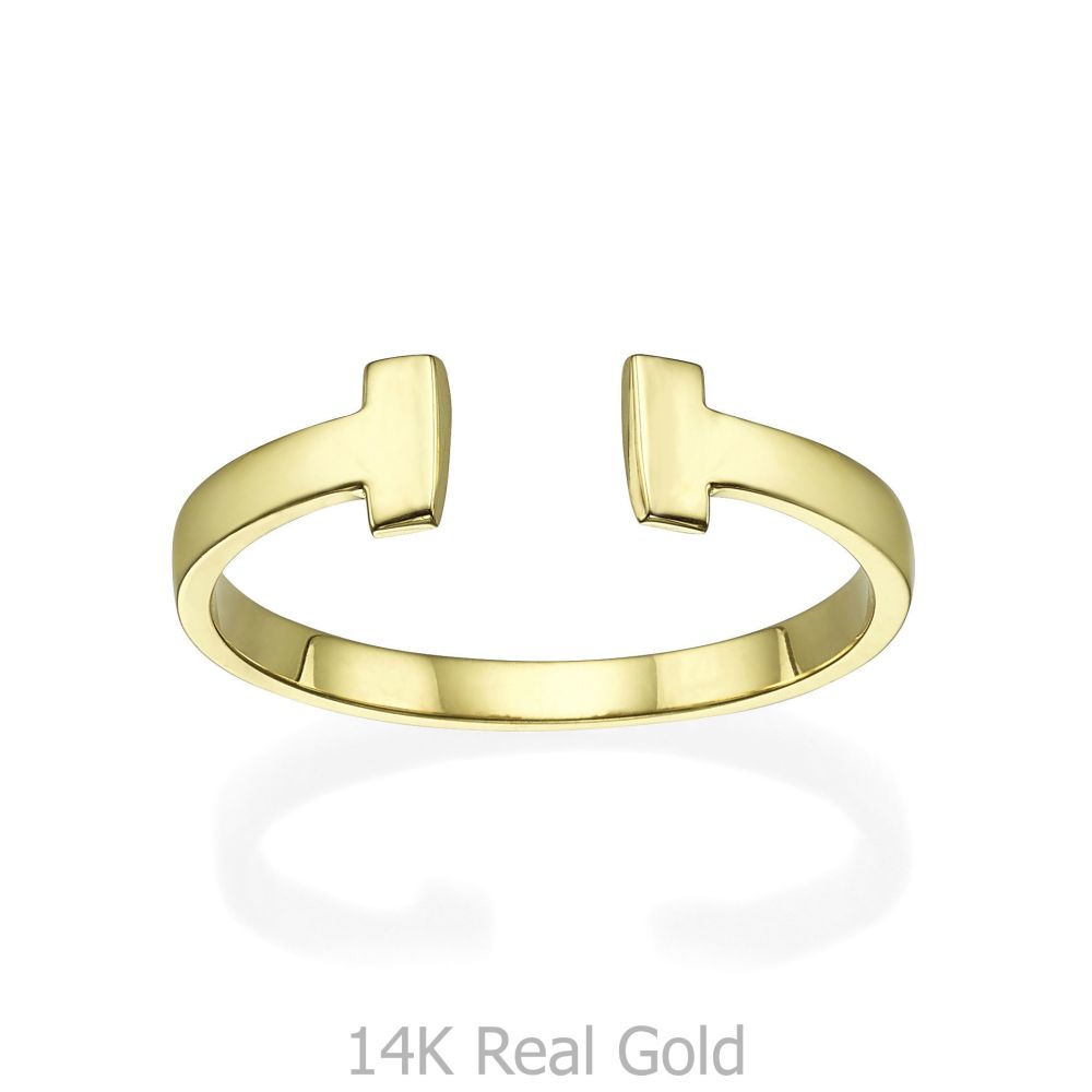 תכשיטי זהב לנשים | טבעת פתוחה מזהב צהוב 14 קראט -  רובין