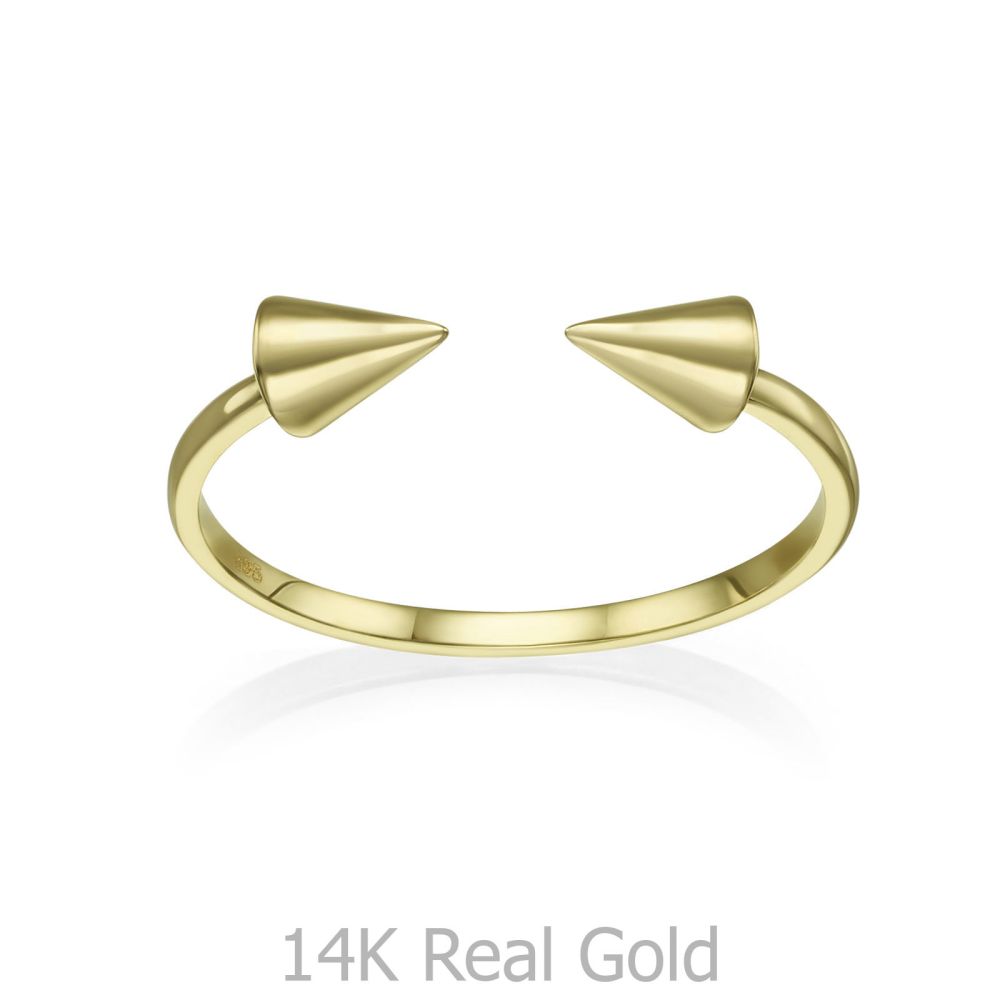 תכשיטי זהב לנשים | טבעת פתוחה מזהב צהוב 14 קראט - חצים מסתובבים