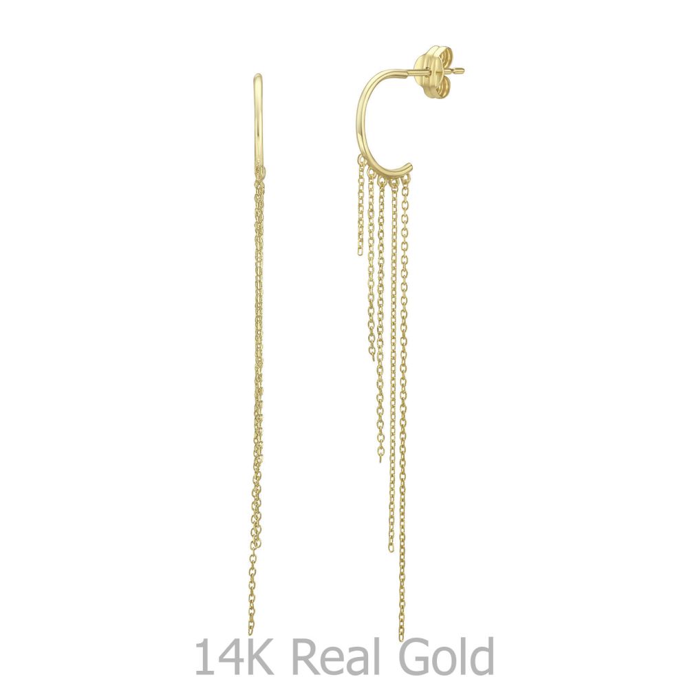 עגילי זהב | עגילים צמודים מזהב צהוב 14 קראט - קירה