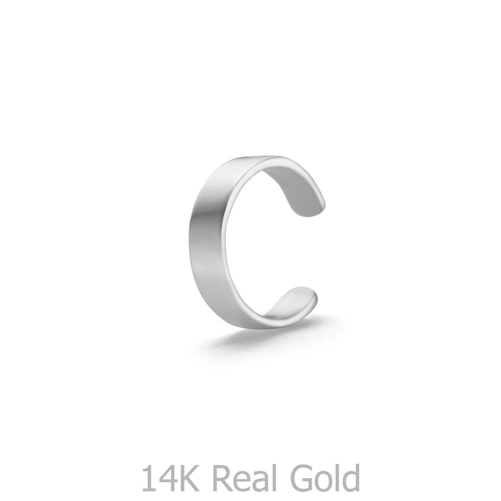 עגילי זהב | עגיל הליקס מזהב לבן 14 קראט - הליקס צר