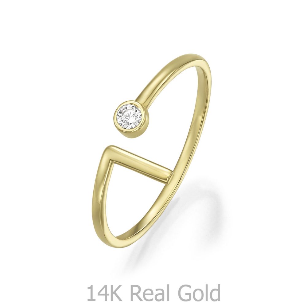 טבעות זהב | טבעת לנשים מזהב צהוב 14 קראט - סאן