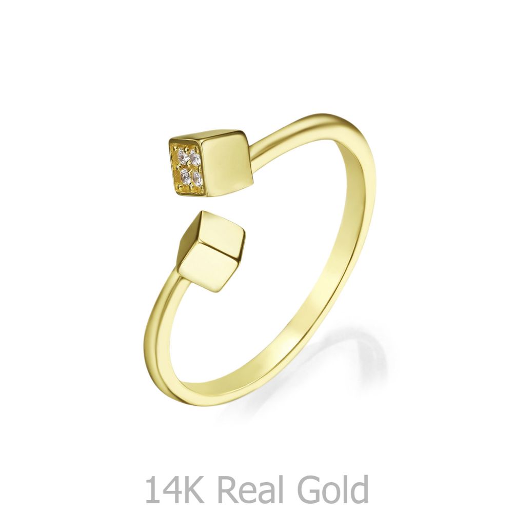 תכשיטי זהב לנשים | טבעת פתוחה מזהב צהוב 14 קראט - פירנצה
