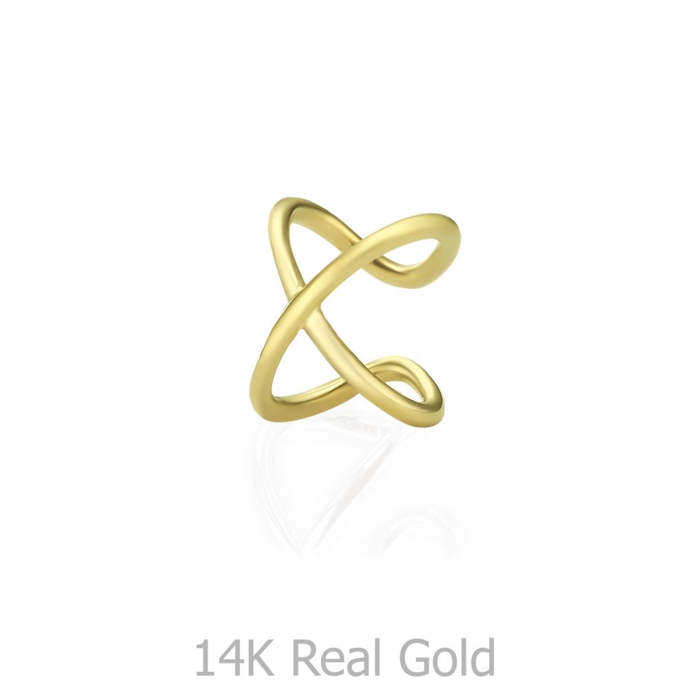 עגילי זהב | עגיל הליקס מזהב צהוב 14 קראט - הליקס איקס