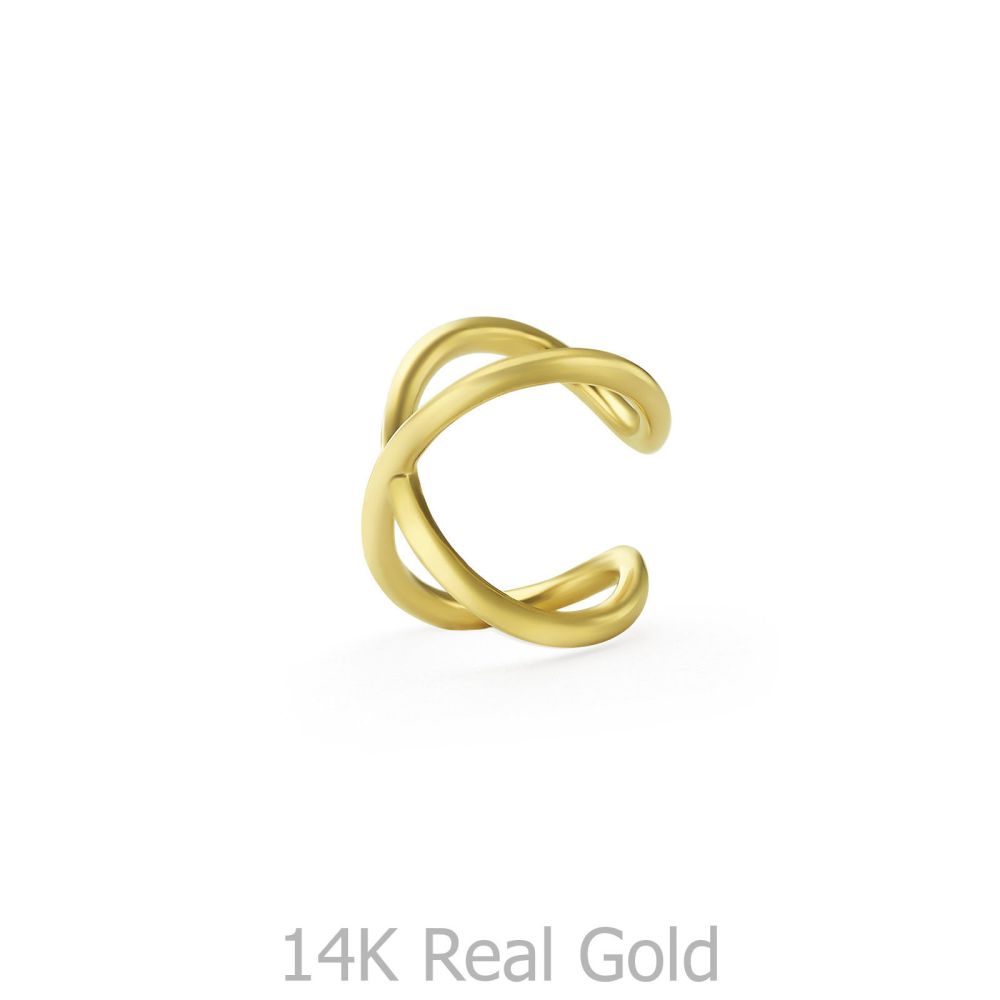עגילי זהב | עגיל הליקס מזהב צהוב 14 קראט - הליקס איקס