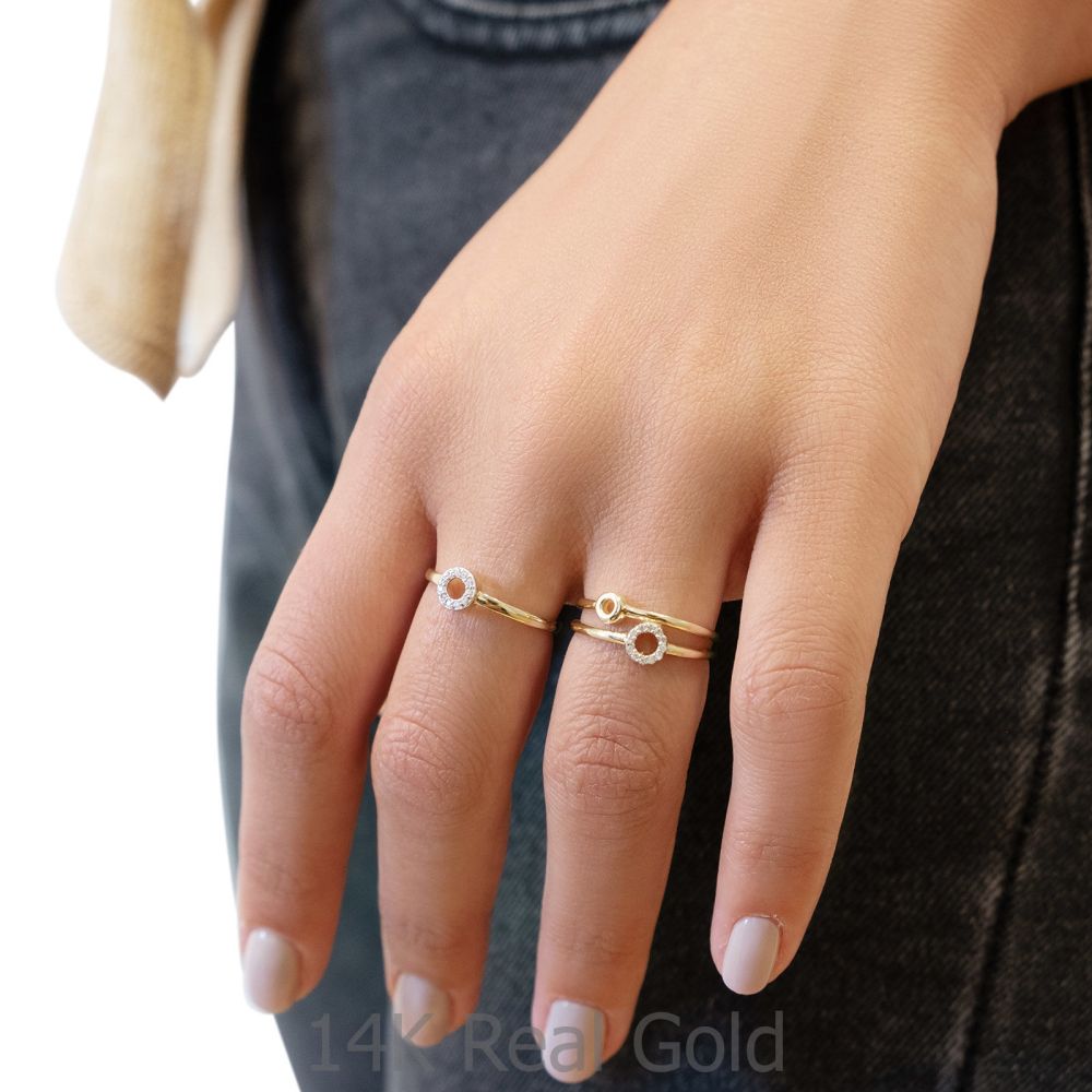 תכשיטי זהב לנשים | טבעת מזהב צהוב 14 קראט - עיגולי טיאנה