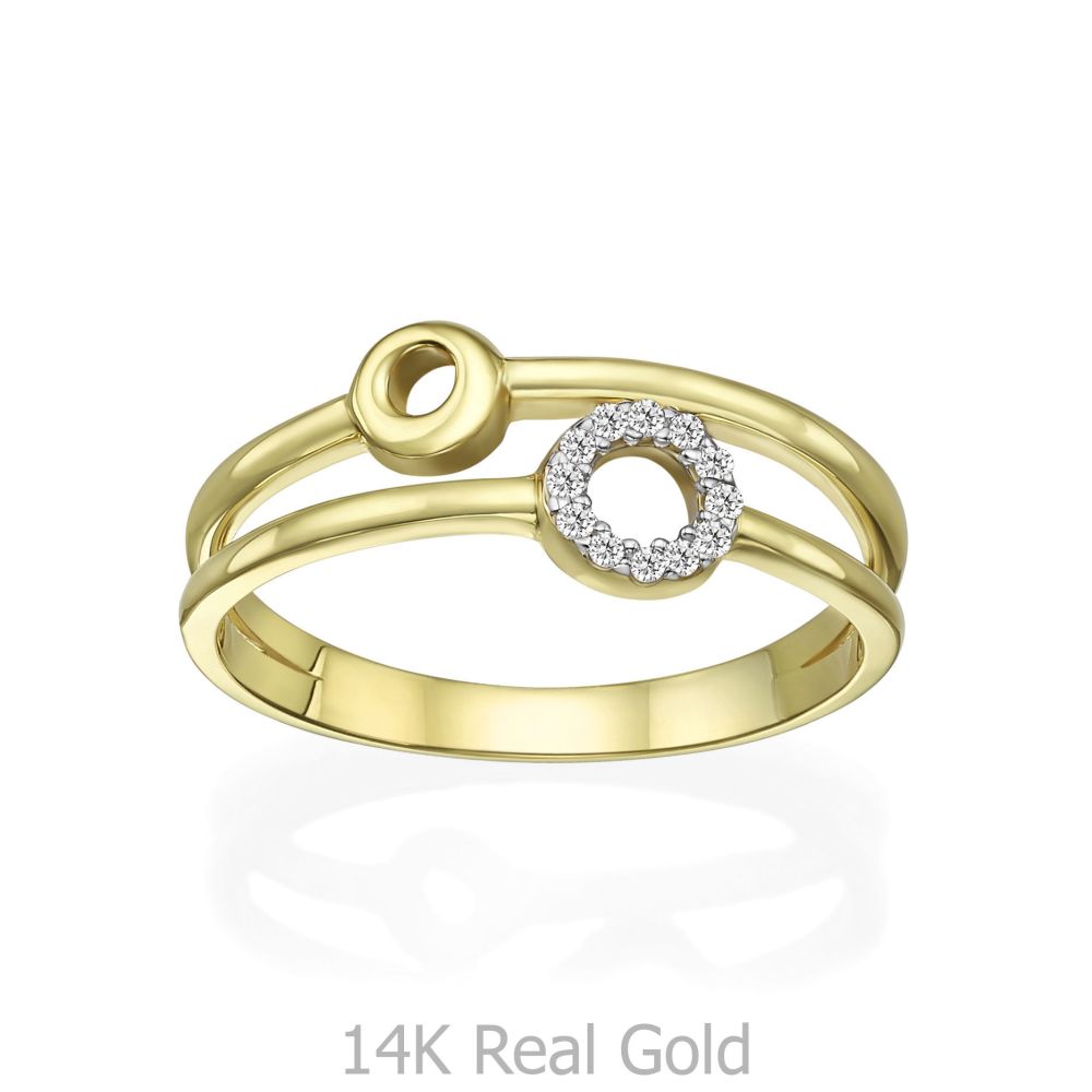 תכשיטי זהב לנשים | טבעת מזהב צהוב 14 קראט - עיגולי טיאנה