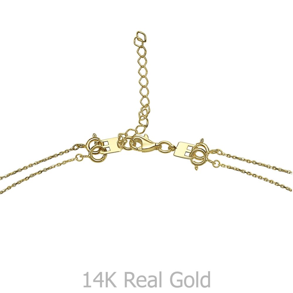 תכשיטי זהב לנשים | שרשרת ותליון מזהב צהוב 14 קראט - לב פנטזיה