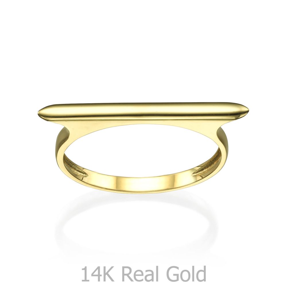 תכשיטי זהב לנשים | טבעת מזהב צהוב 14 קראט - פס