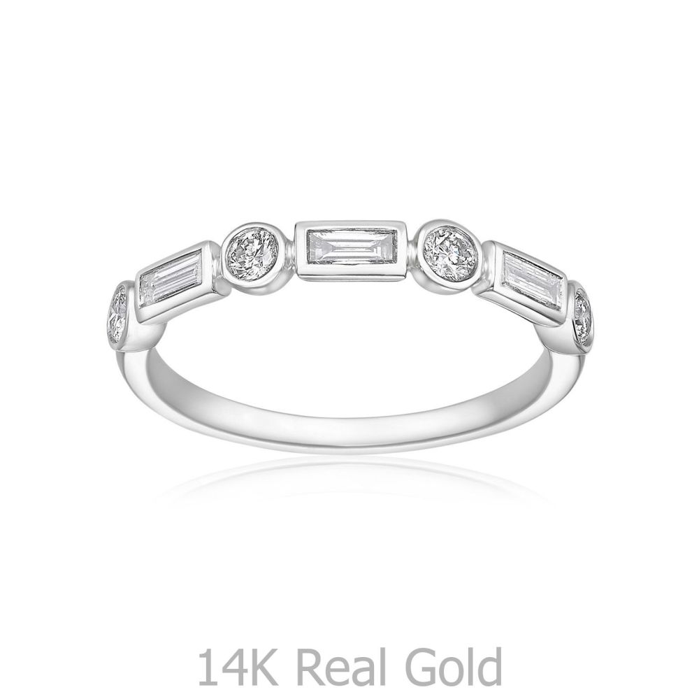 תכשיטי יהלומים | טבעת יהלומים מזהב לבן 14 קראט - רנה