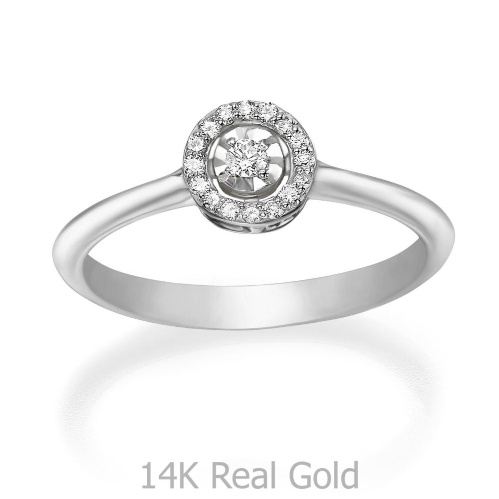 תכשיטי יהלומים | טבעת יהלום מזהב לבן 14 קראט - הארלי