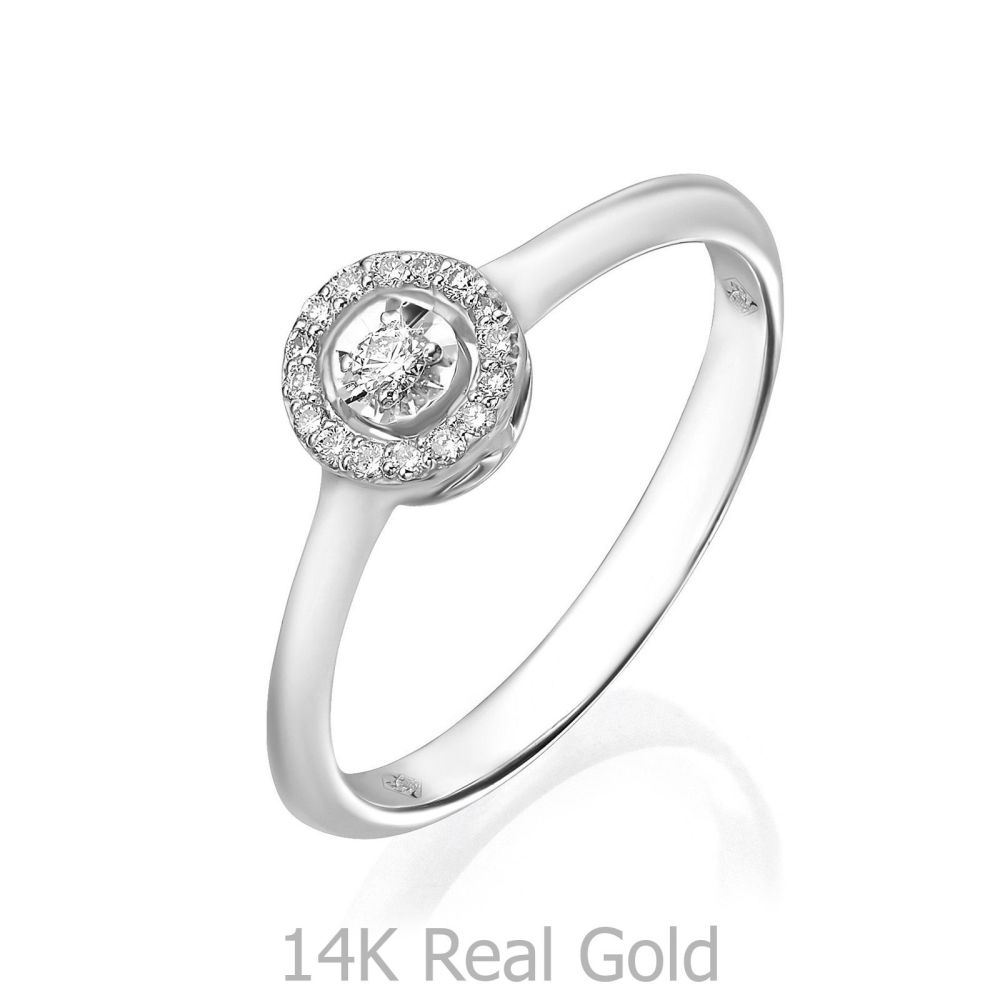 תכשיטי יהלומים | טבעת יהלום מזהב לבן 14 קראט - הארלי