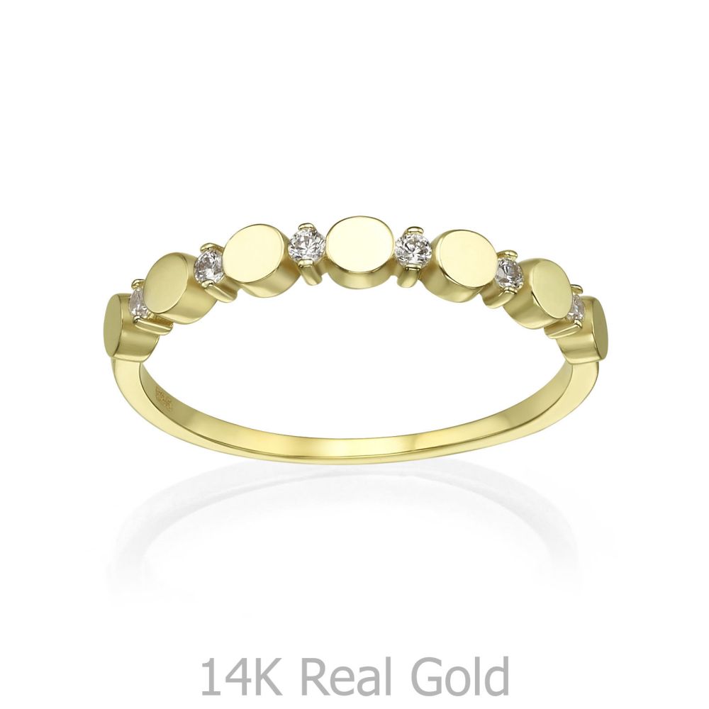 תכשיטי זהב לנשים | טבעת מזהב צהוב 14 קראט - עיגולי קרולינה