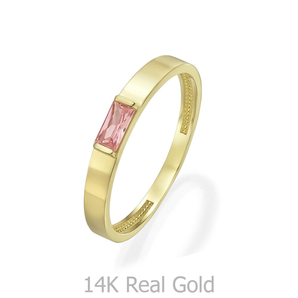 טבעות זהב | טבעת לנשים מזהב צהוב 14 קראט - נואל ורודה