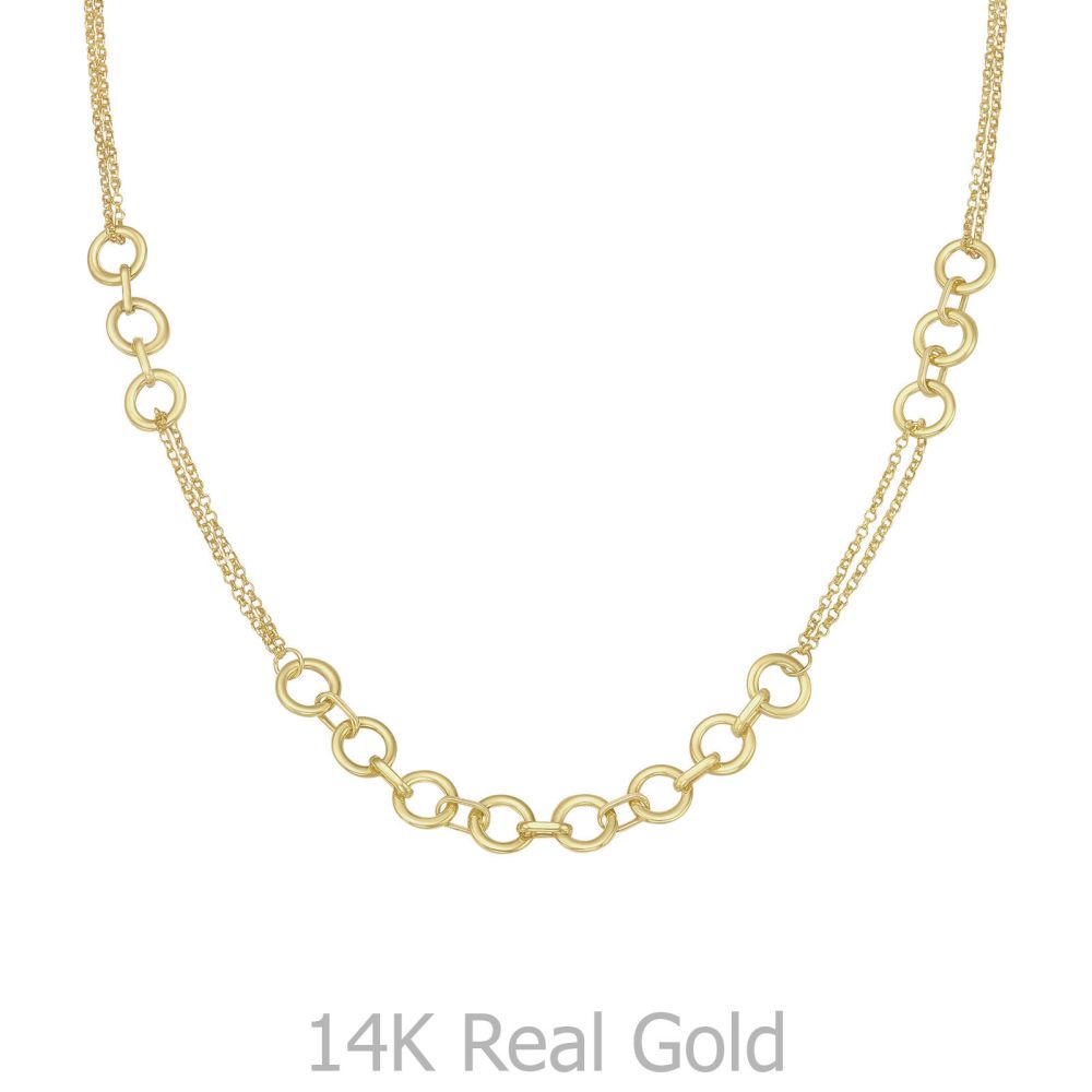 תליוני זהב | תליון ושרשרת מזהב צהוב 14 קראט - חוליות סנדי