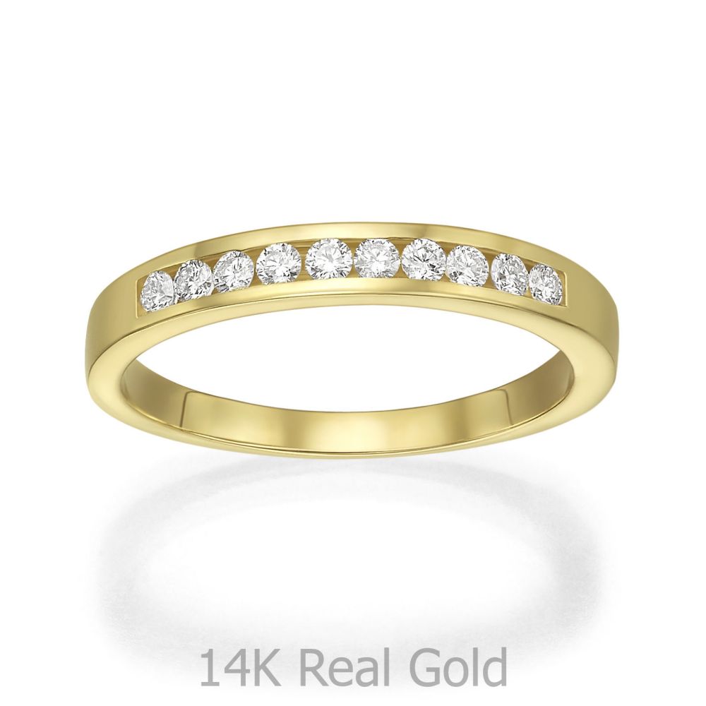 תכשיטי יהלומים | טבעת יהלומים מזהב צהוב 14 קראט -  אליזבת 