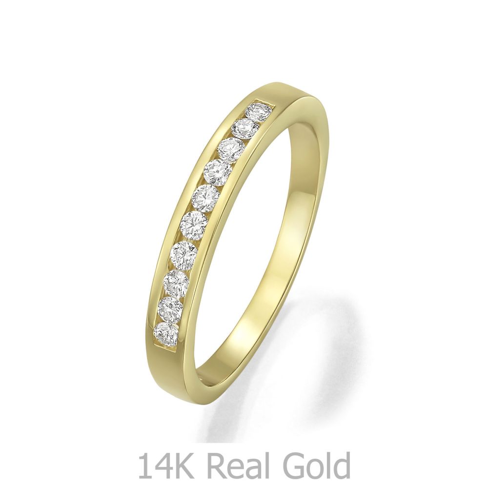 תכשיטי יהלומים | טבעת יהלומים מזהב צהוב 14 קראט -  אליזבת 