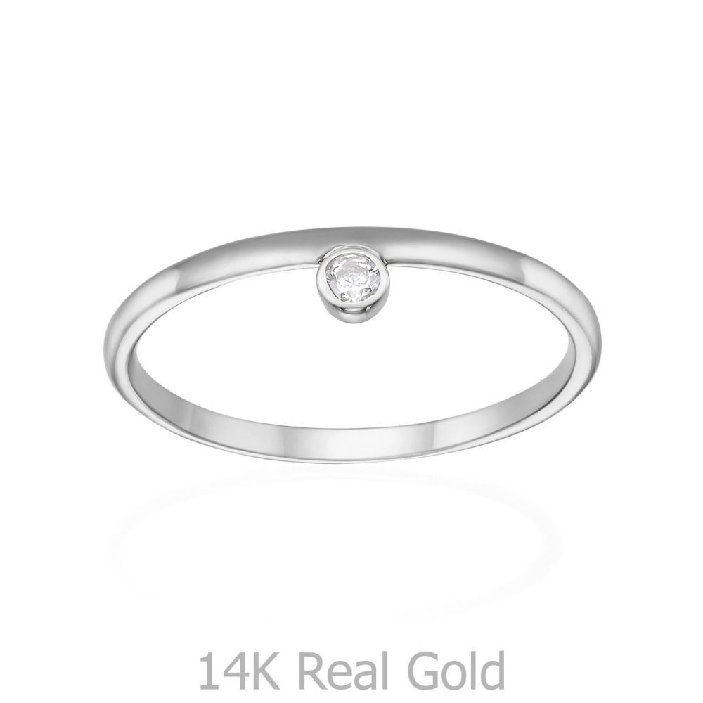 תכשיטי זהב לנשים | טבעת מזהב לבן 14 קראט - אמה