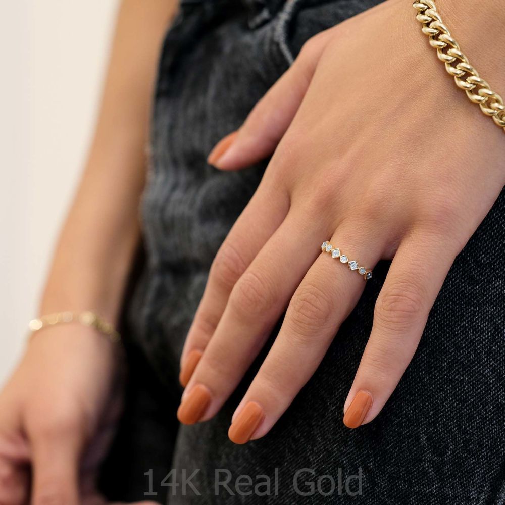 תכשיטי יהלומים | טבעת יהלומים מזהב צהוב 14 קראט - סקרלט