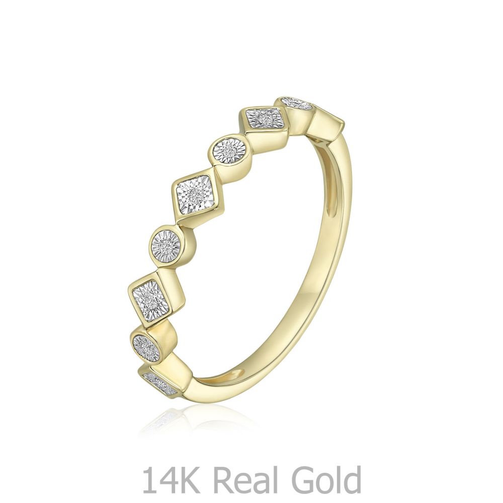 תכשיטי יהלומים | טבעת יהלומים מזהב צהוב 14 קראט - סקרלט