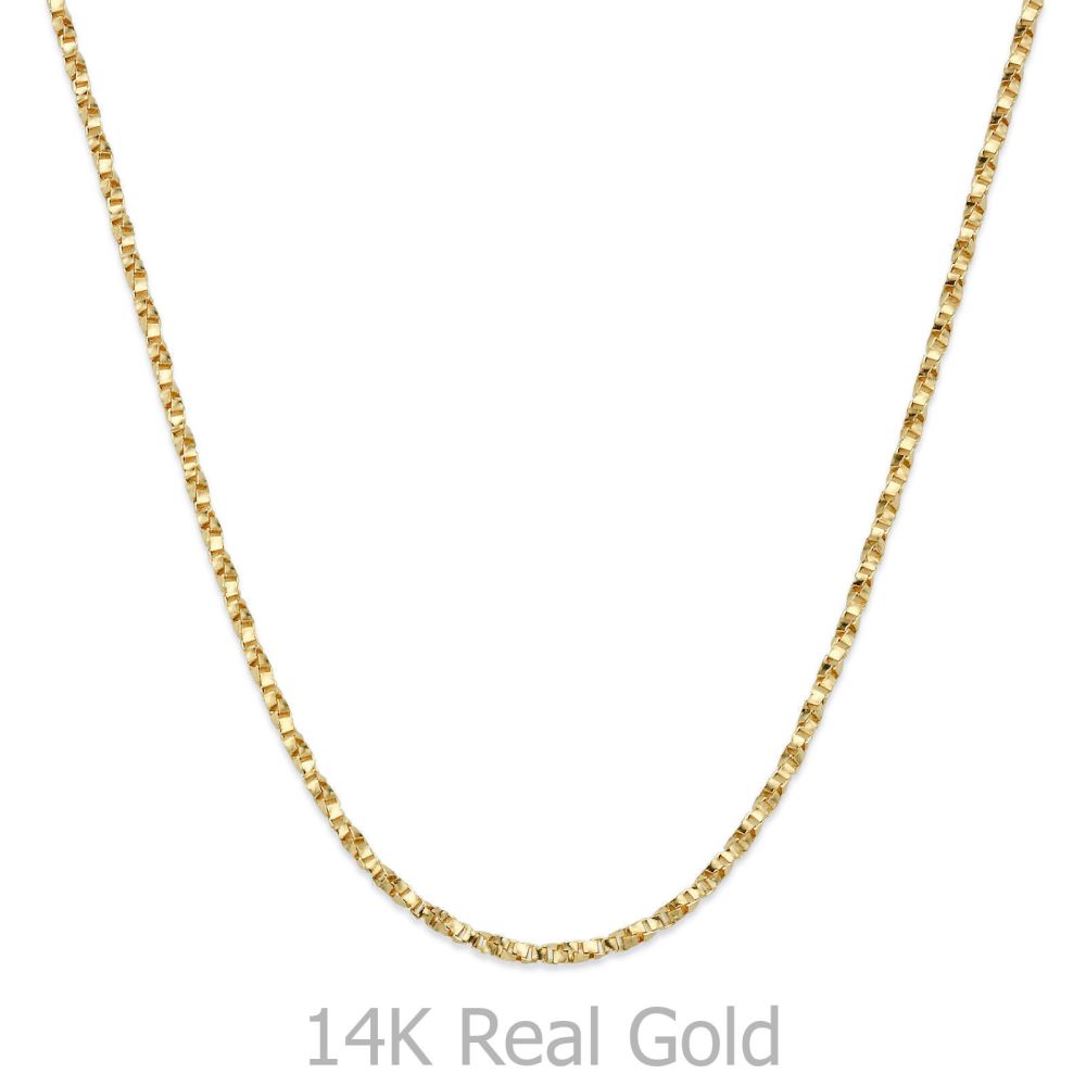 שרשראות זהב | שרשרת מסובבת זהב צהוב 14 קראט, 1 מ