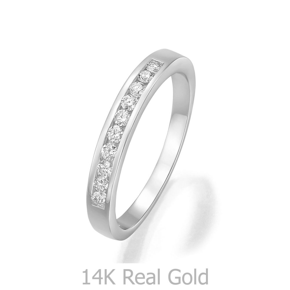 תכשיטי יהלומים | טבעת יהלומים מזהב לבן 14 קראט -  אליזבת 