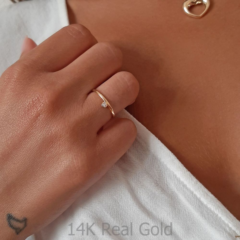 תכשיטי זהב לנשים | טבעת מזהב צהוב 14 קראט - אמה