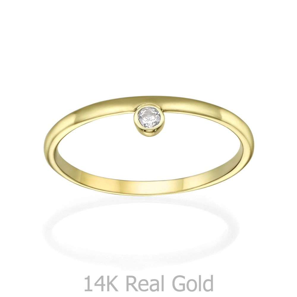 תכשיטי זהב לנשים | טבעת מזהב צהוב 14 קראט - אמה