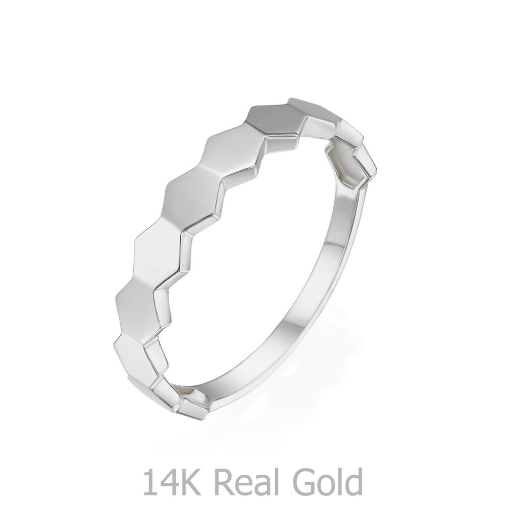 תכשיטי זהב לנשים | טבעת מזהב לבן 14 קראט - האני