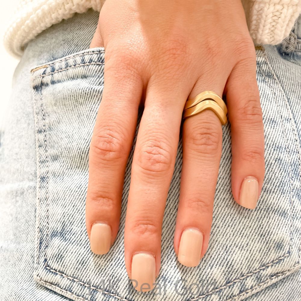 תכשיטי זהב לנשים | טבעת מזהב צהוב 14 קראט - גל מט