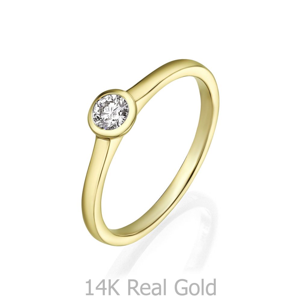תכשיטי יהלומים | טבעת יהלומים מזהב צהוב 14 קראט - מון