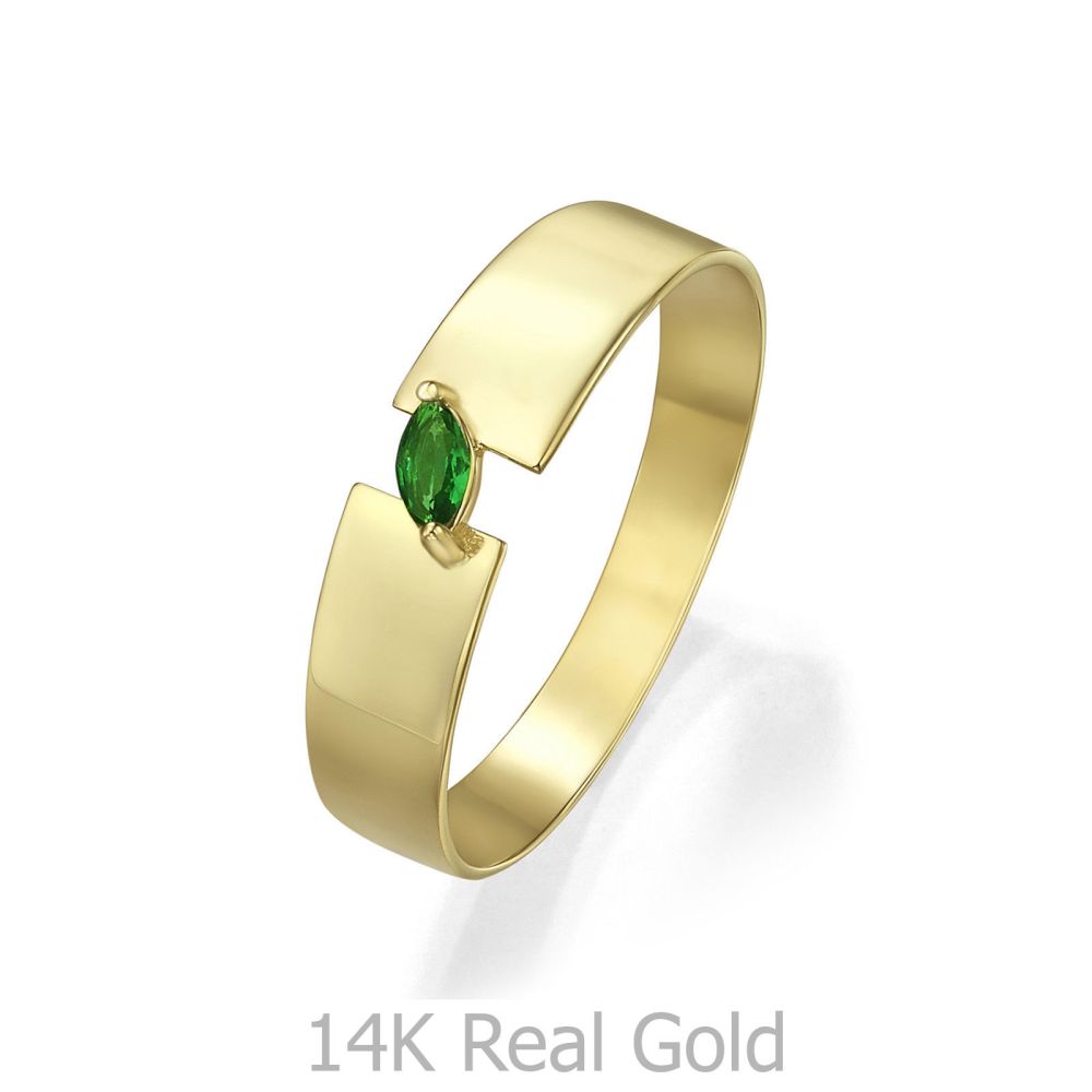 טבעות זהב | טבעת לנשים מזהב צהוב 14 קראט - ליף