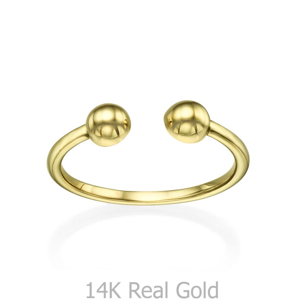 תכשיטי זהב לנשים | טבעת פתוחה מזהב צהוב 14 קראט - כיפות זהב