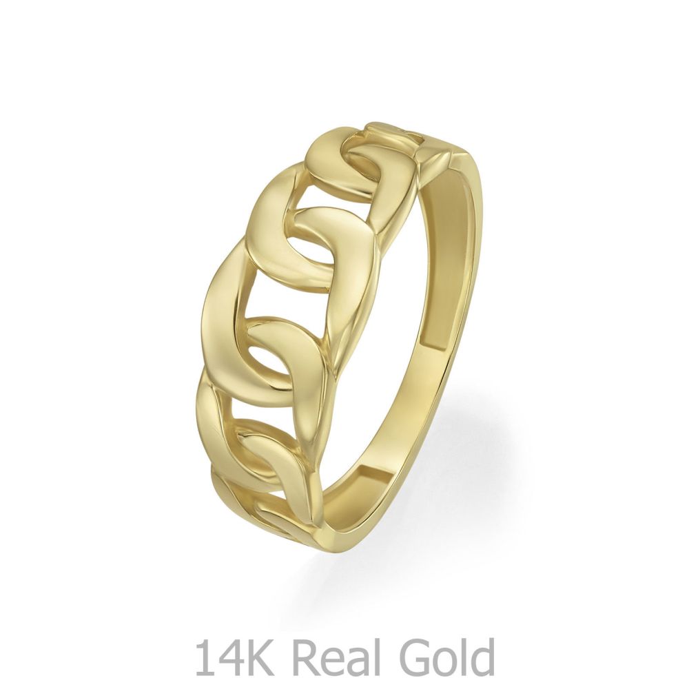 טבעות זהב | טבעת לנשים מזהב צהוב 14 קראט - חוליות שטוחות