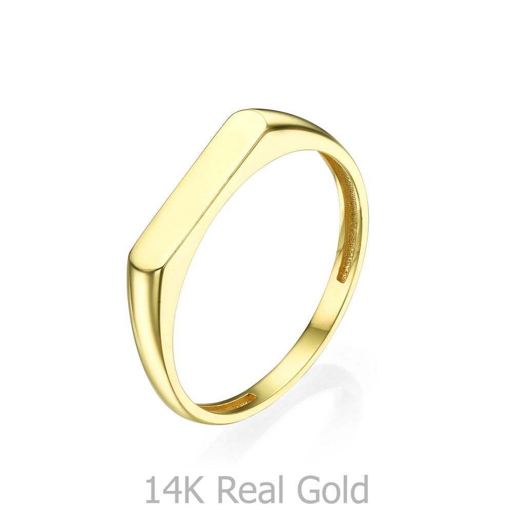 תכשיטי זהב לנשים | טבעת מזהב צהוב 14 קראט - חותם