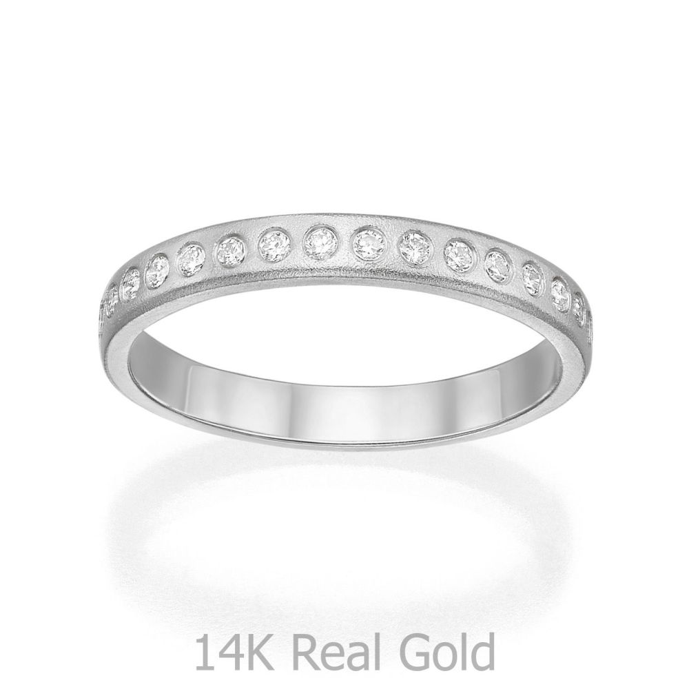 תכשיטי יהלומים | טבעת יהלומים מזהב לבן 14 קראט -  קים 