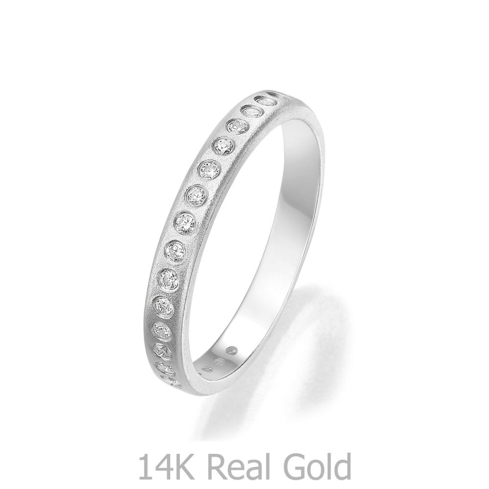 תכשיטי יהלומים | טבעת יהלומים מזהב לבן 14 קראט -  קים 