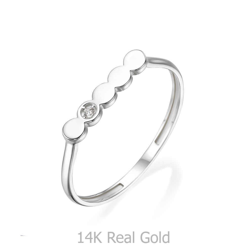 תכשיטי זהב לנשים | טבעת מזהב לבן 14 קראט -  ניקול