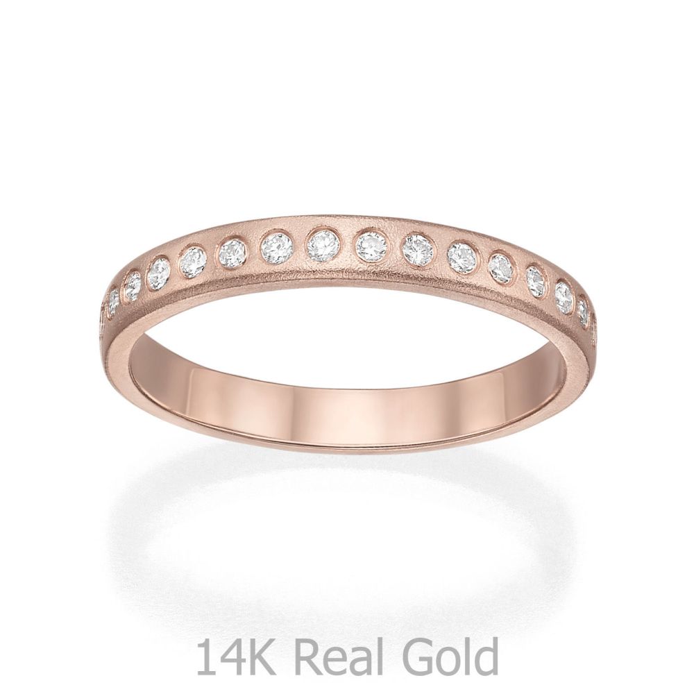 תכשיטי יהלומים | טבעת יהלומים מזהב ורוד 14 קראט -  קים 
