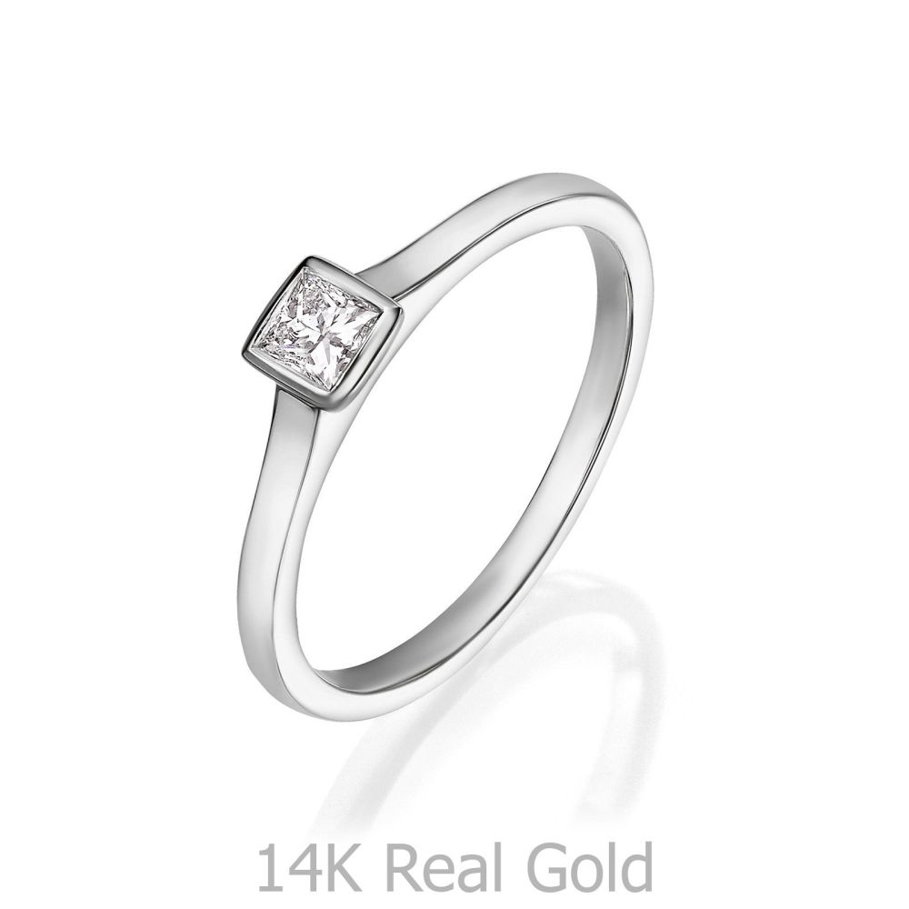 תכשיטי יהלומים | טבעת יהלומים מזהב לבן 14 קראט - קאיה