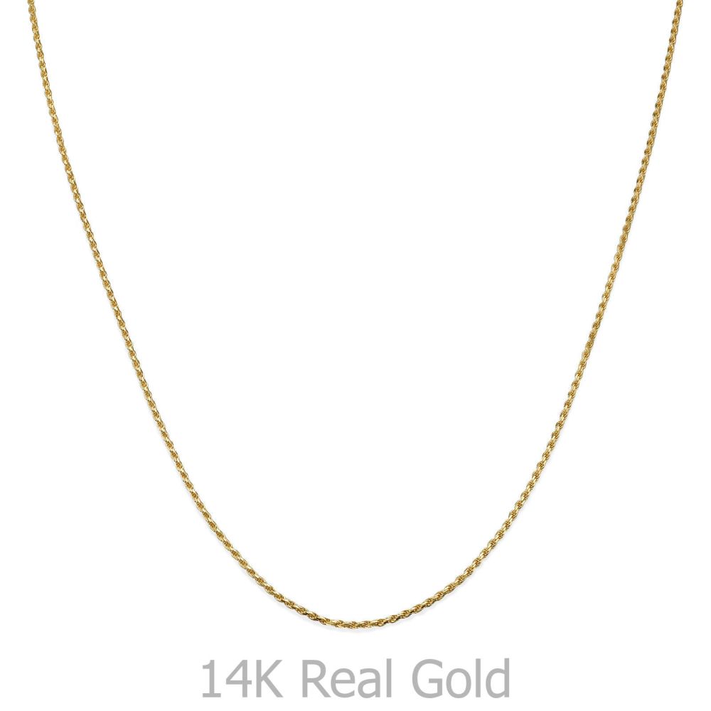 שרשראות זהב | שרשרת חבל זהב צהוב 14 קראט, 1.4 מ